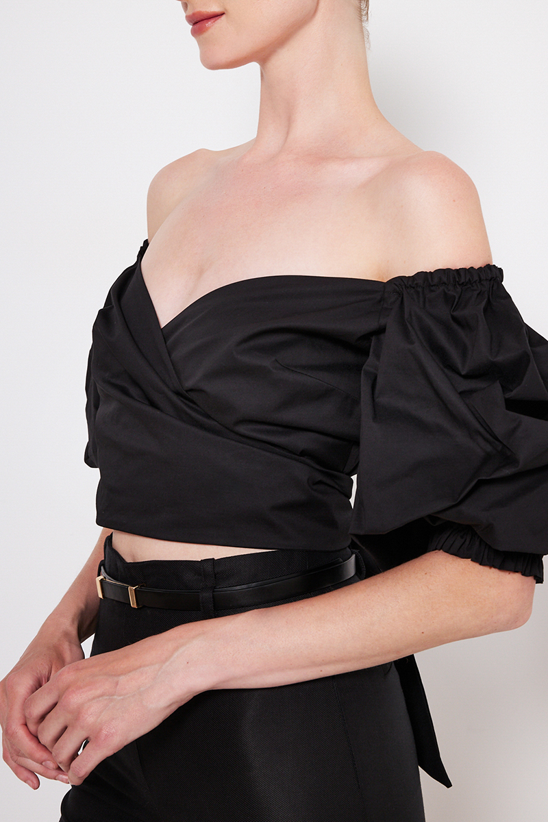 CROPPED WRAP BLOUSE