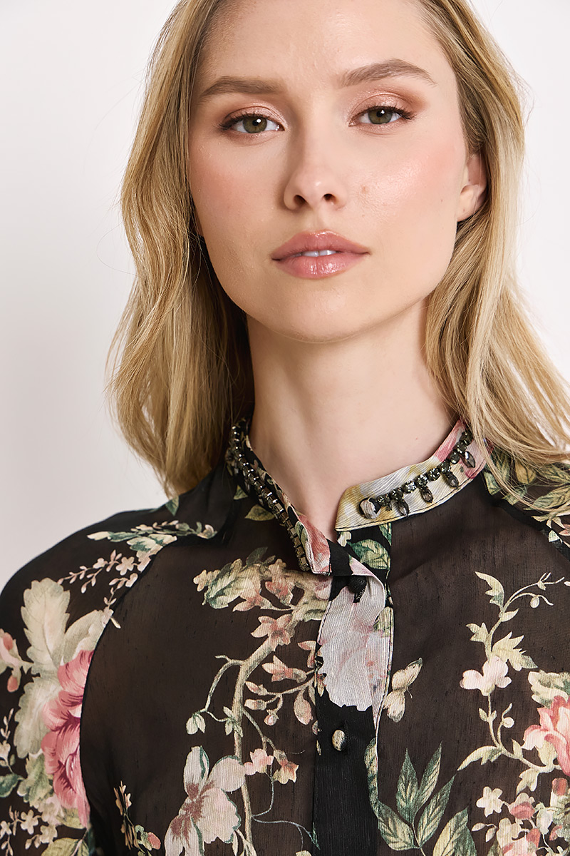 SHIRT WITH EMBROIDERED CRYSTALS