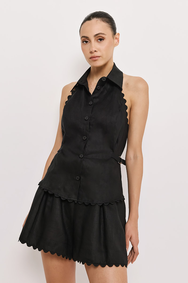 VEST WITH OPEN BACK AND NECK TIE