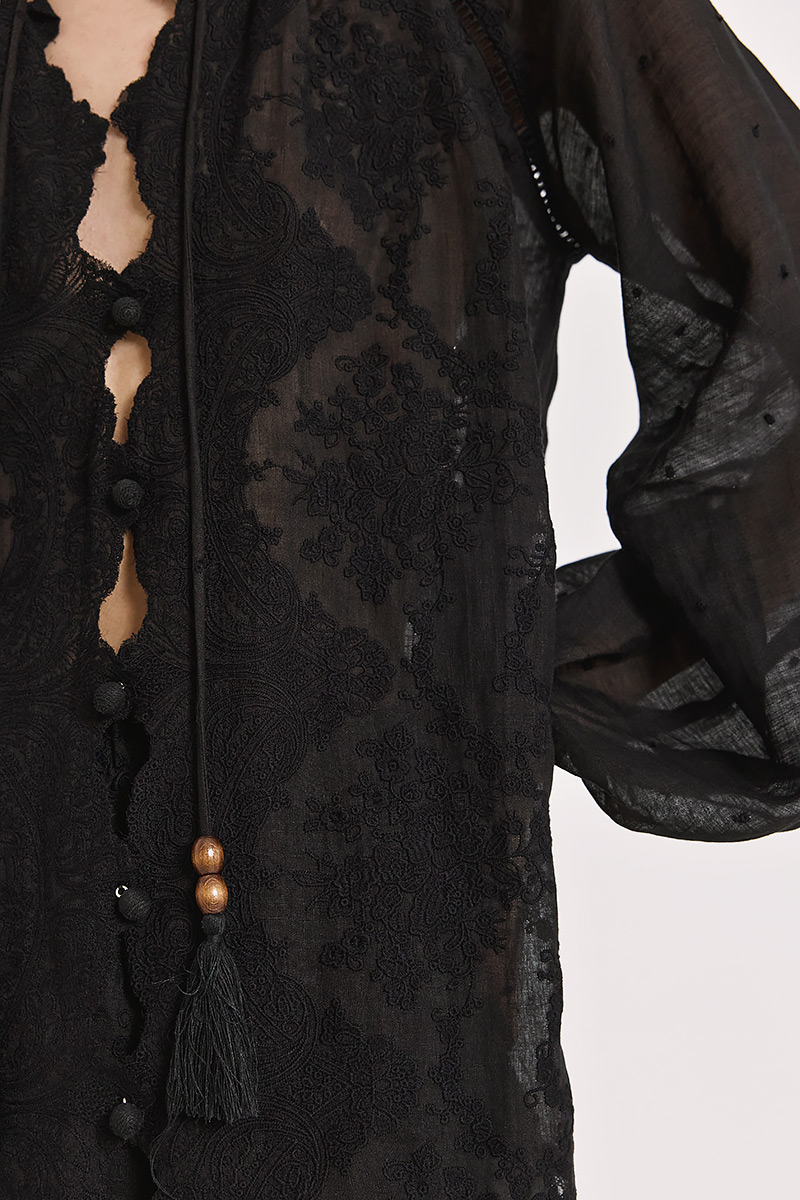LINEN SHIRT WITH EMBROIDERY