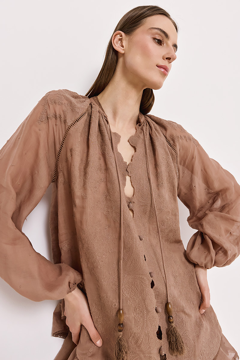 LINEN SHIRT WITH EMBROIDERY