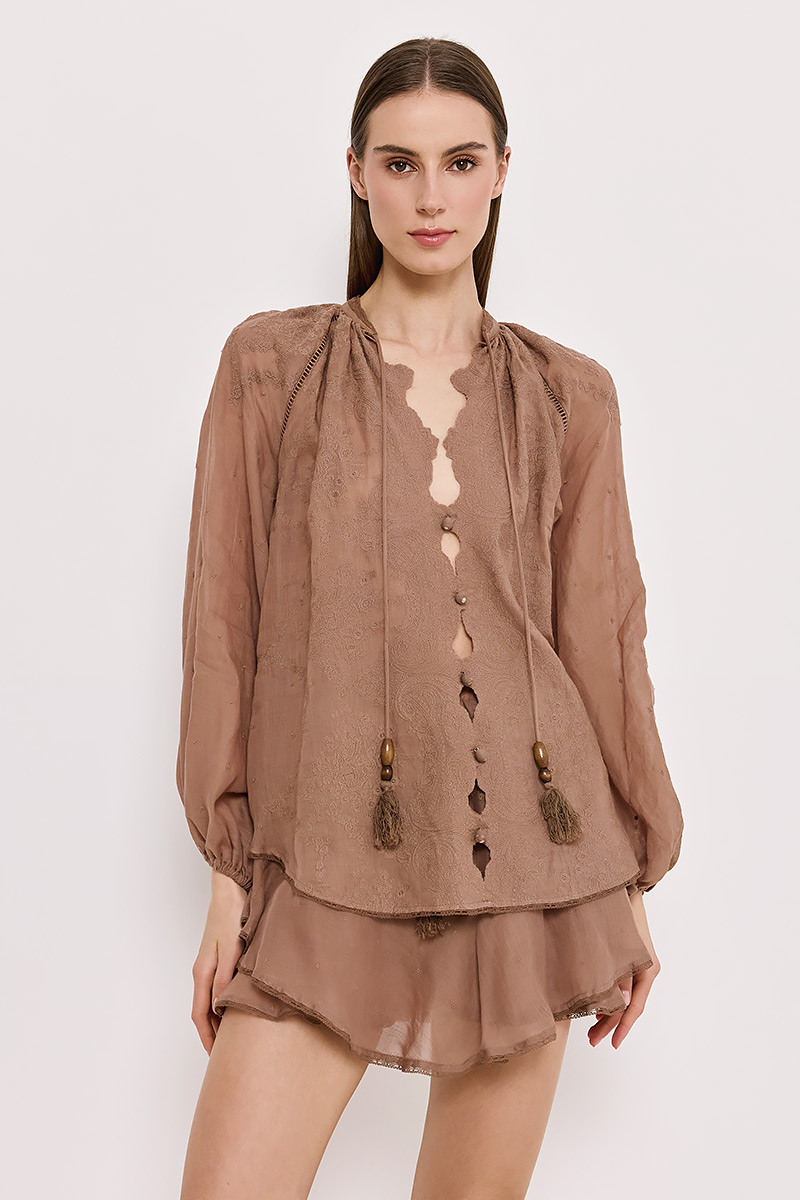 LINEN SHIRT WITH EMBROIDERY