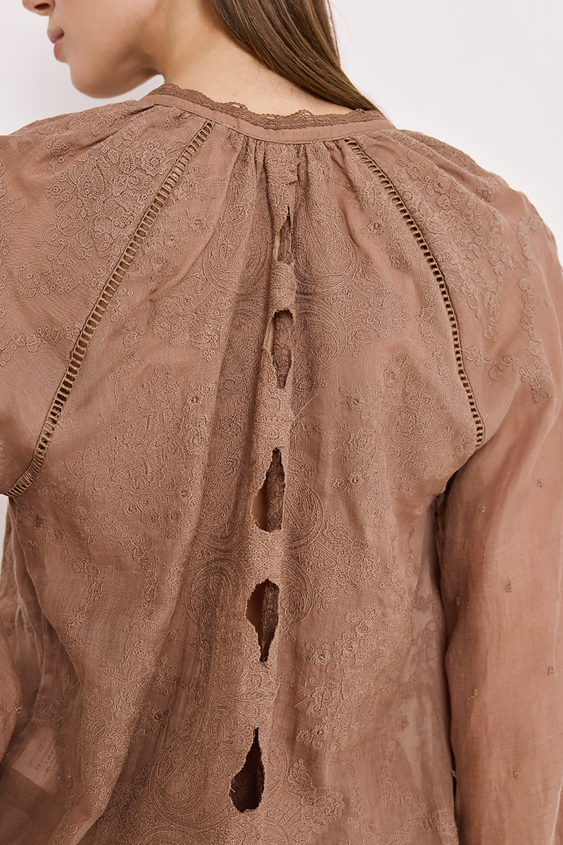 LINEN SHIRT WITH EMBROIDERY