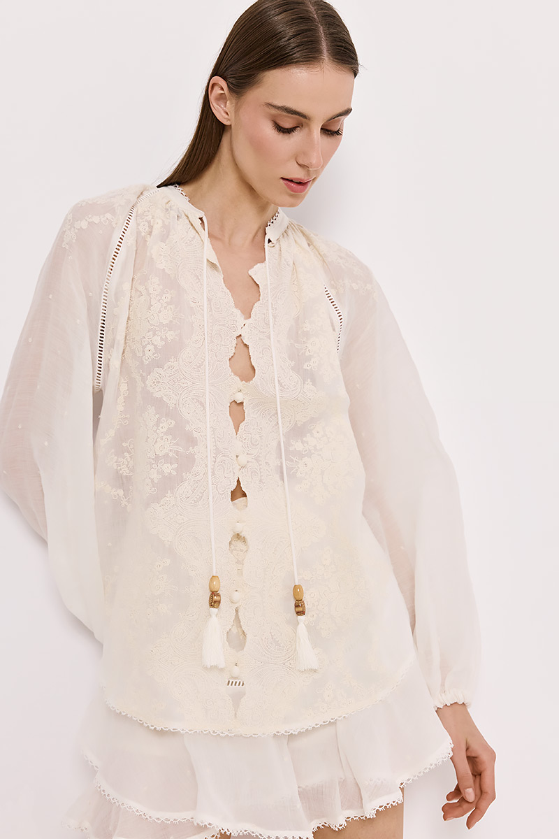 LINEN SHIRT WITH EMBROIDERY