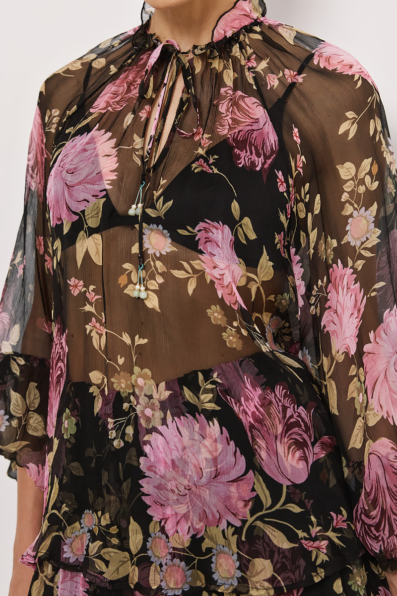 SHIRT WITH TIE-NECK DETAIL