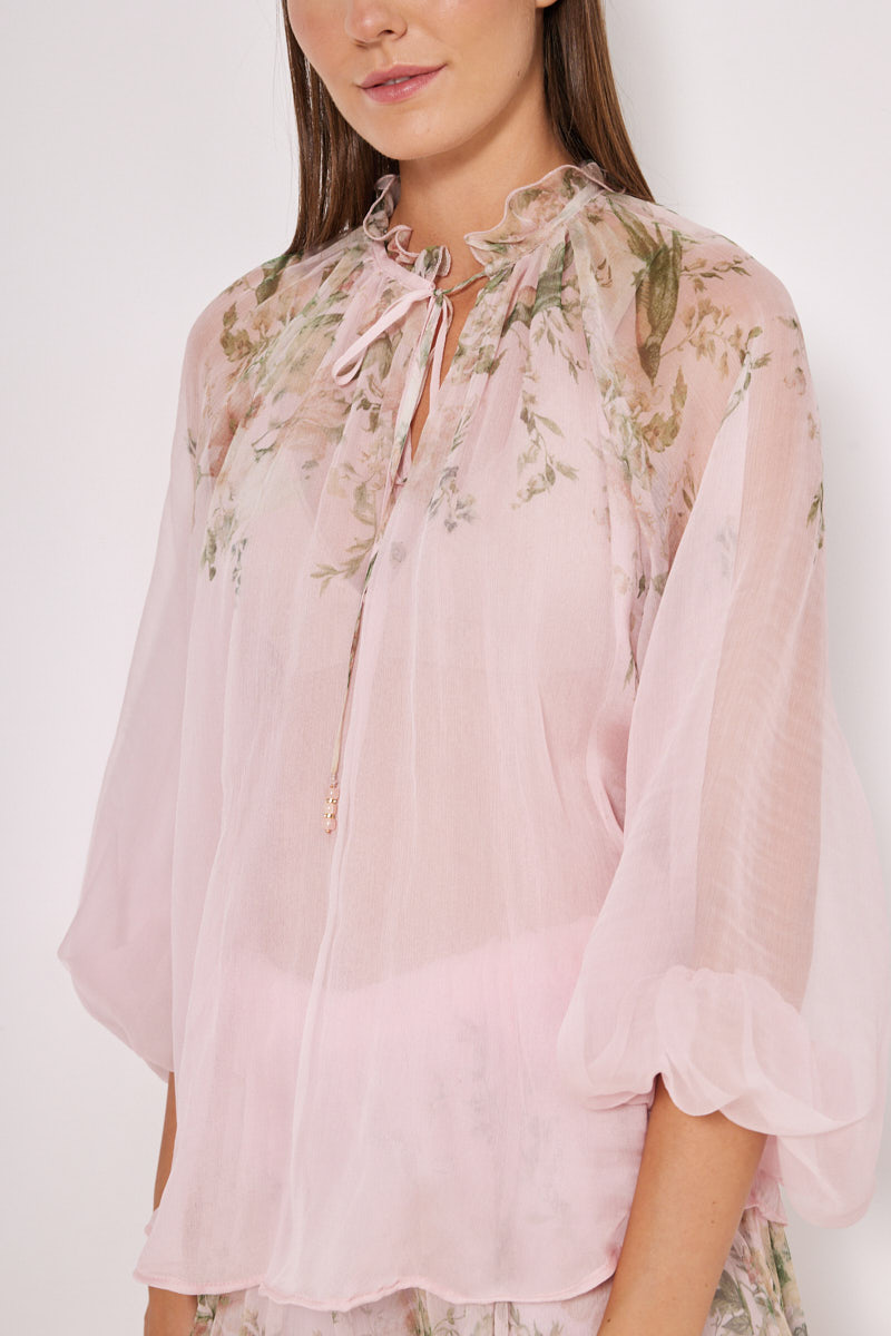 SHIRT WITH TIE-NECK DETAIL