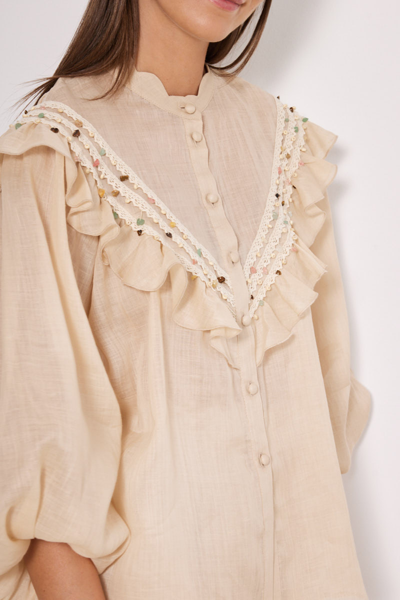 SHIRT IN LOOSE FIT WITH RHINESTONES