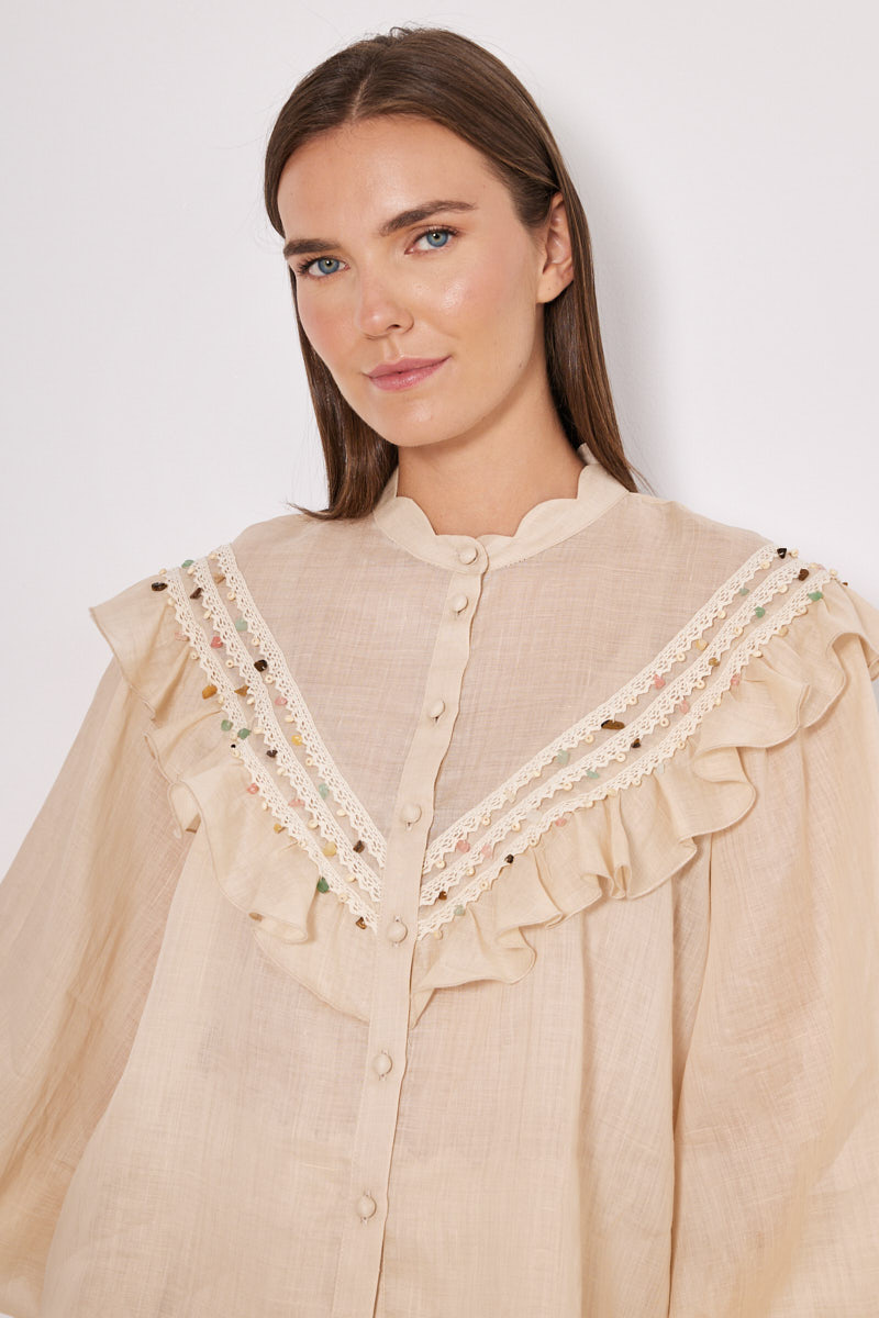 SHIRT IN LOOSE FIT WITH RHINESTONES