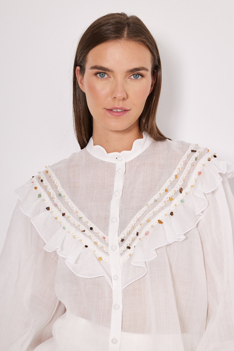 SHIRT IN LOOSE FIT WITH RHINESTONES