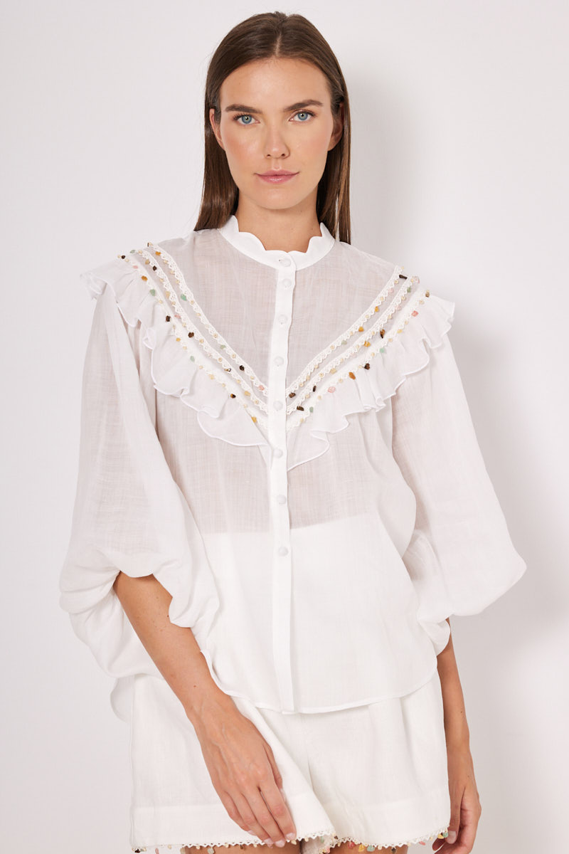 SHIRT IN LOOSE FIT WITH RHINESTONES