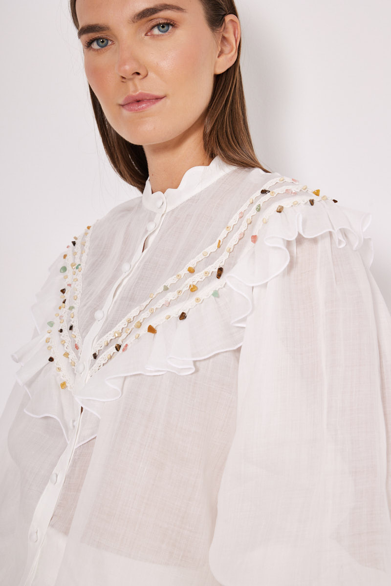 SHIRT IN LOOSE FIT WITH RHINESTONES