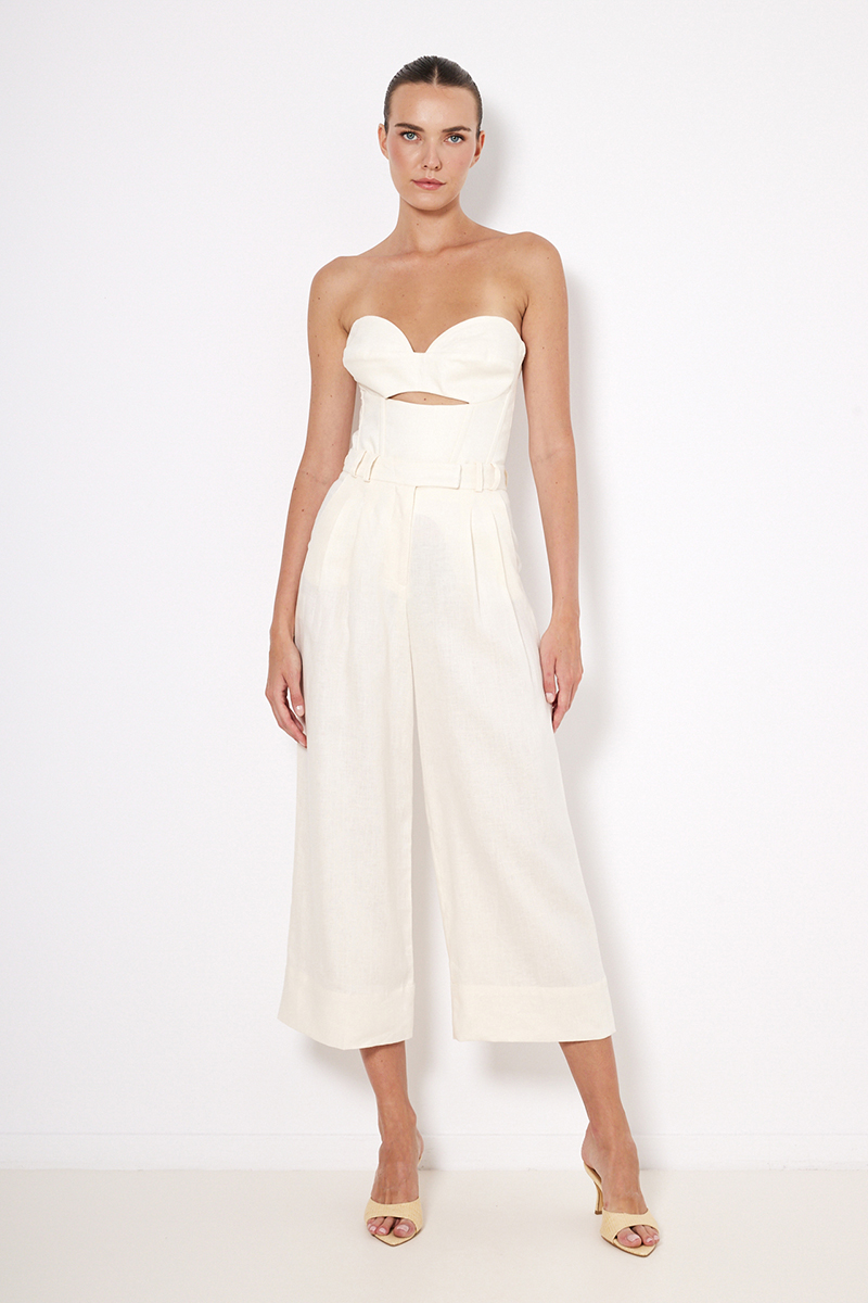 LINEN ZIP CULOTTE WITH PLEATS