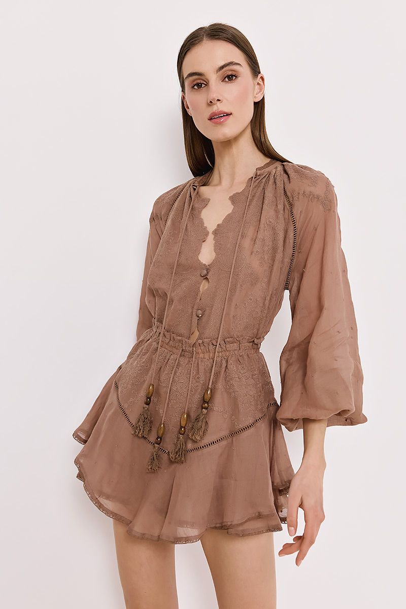 LINEN SKORT WITH EMBROIDERY