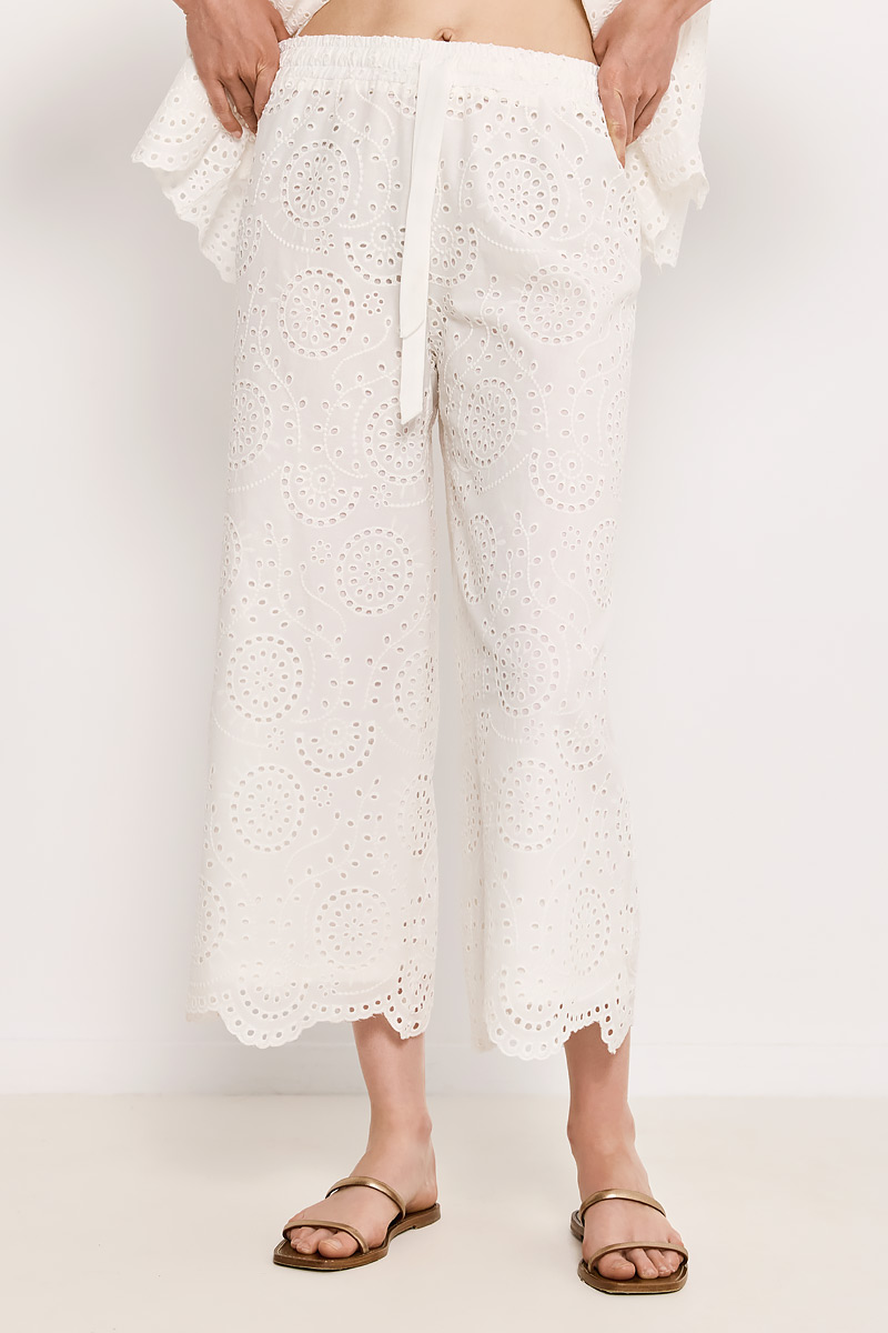 ΒRODERIE PANTS WITH ELASTIC WAISΤ