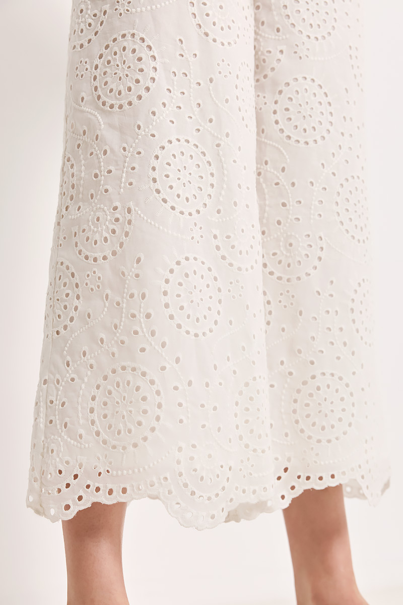 ΒRODERIE PANTS WITH ELASTIC WAISΤ