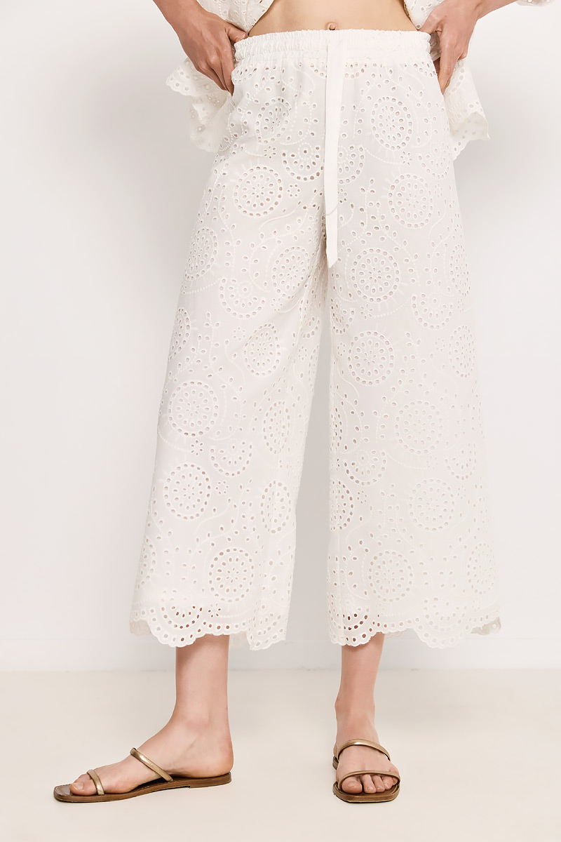 ΒRODERIE PANTS WITH ELASTIC WAISΤ