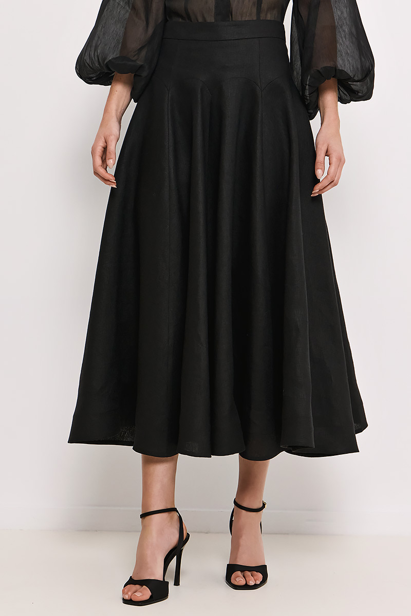 LINEN MIDI SKIRT
