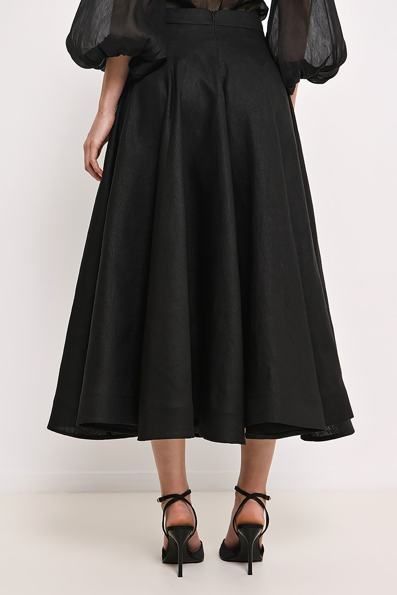 LINEN MIDI SKIRT