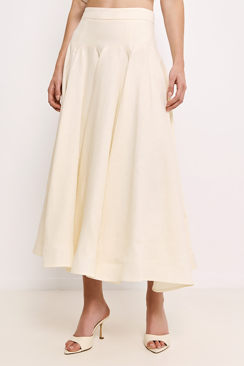 LINEN MIDI SKIRT