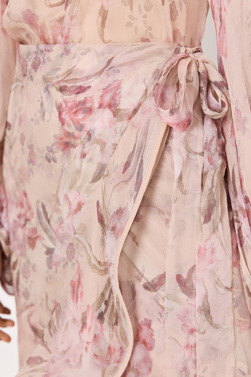 SILK MAXI SKIRT WITH RUFFLES