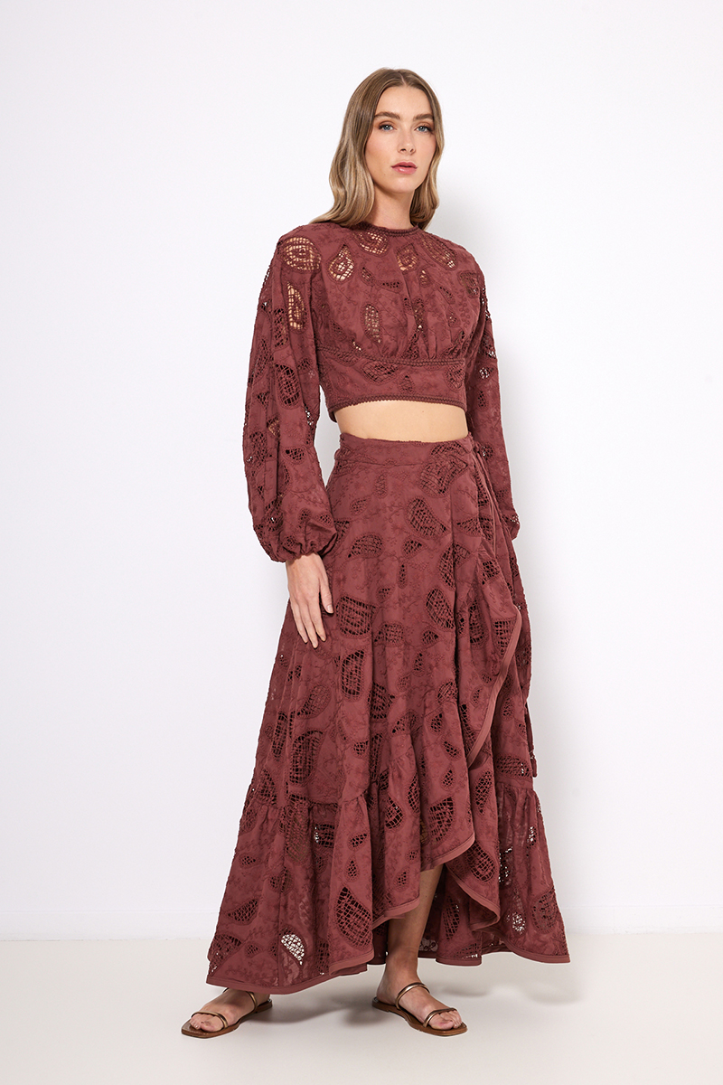 MIDI BRODERIE SKIRT
