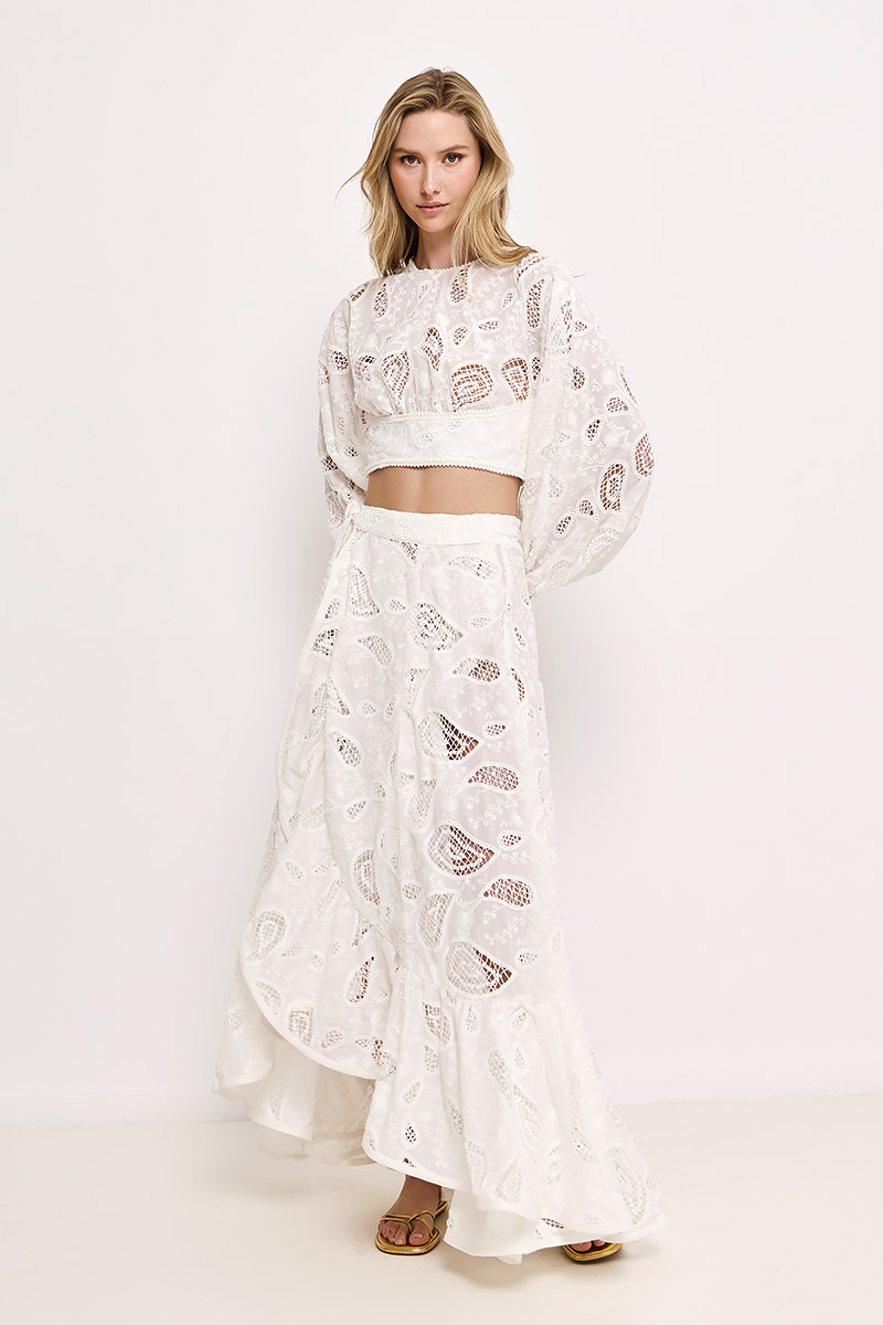 MIDI BRODERIE SKIRT