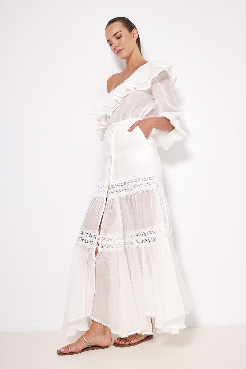 MAXI LINEN SKIRT WITH BUTTONS