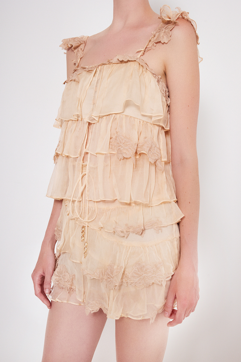 SILK MINI SKIRT WITH ELASTIC WAISTBAND