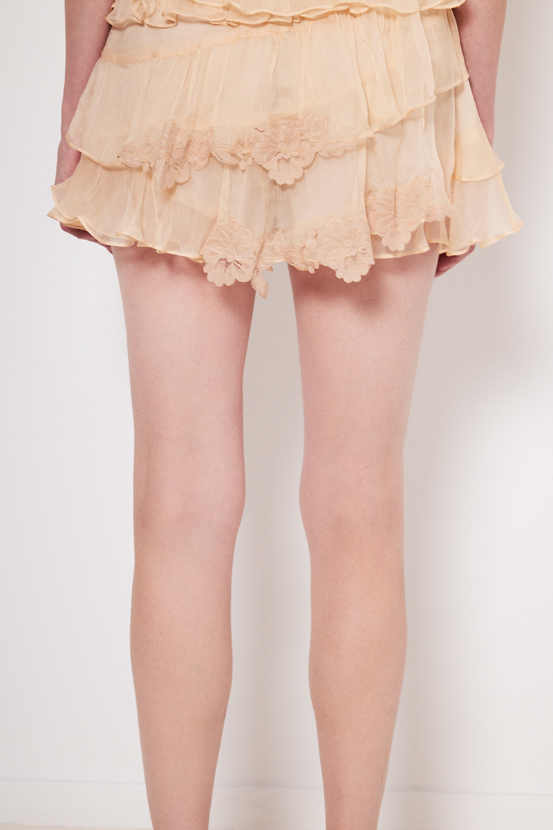 SILK MINI SKIRT WITH ELASTIC WAISTBAND