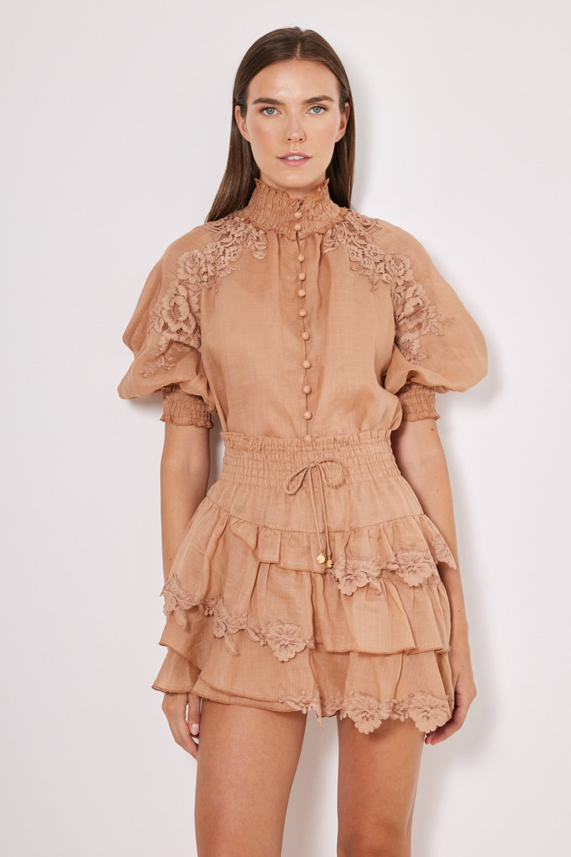 SKORT WITH RUFFLES AND ELASTIC WAIST