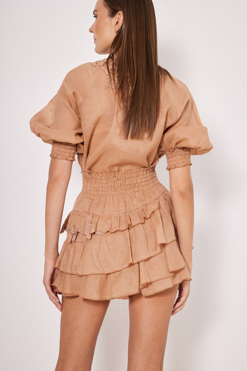 SKORT WITH RUFFLES AND ELASTIC WAIST