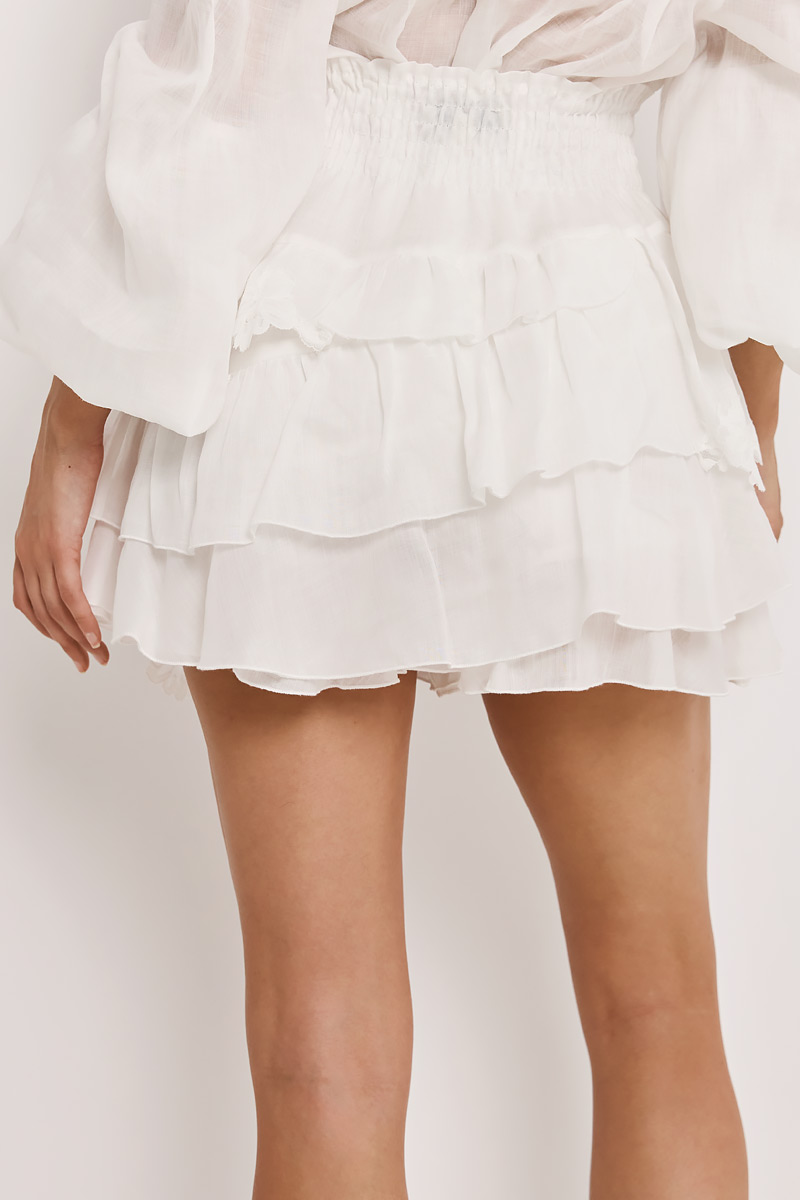 SKORT WITH RUFFLES AND ELASTIC WAIST