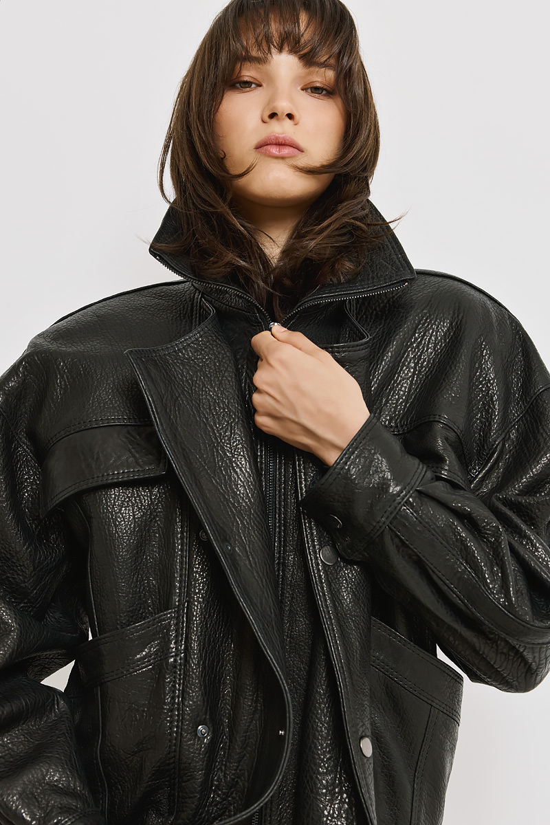 LEATHER JACKET WITH BELT