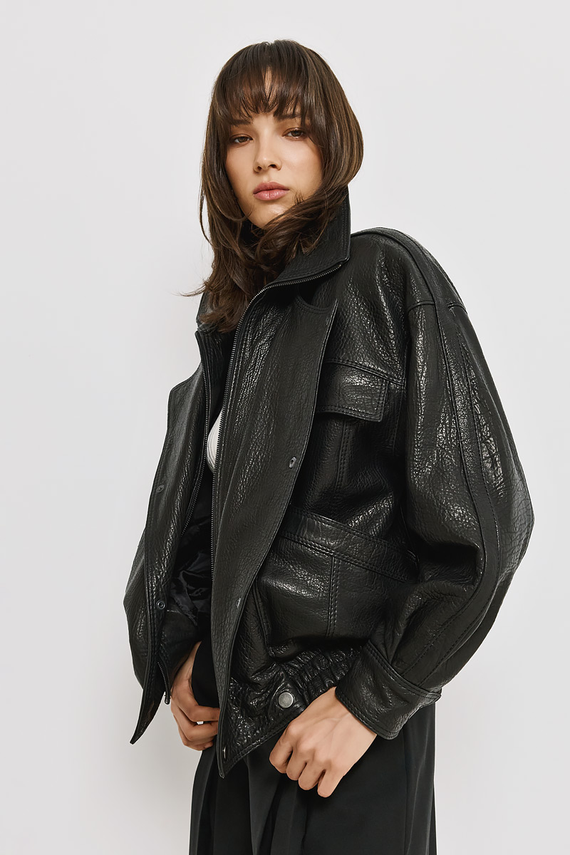 LEATHER JACKET WITH BELT