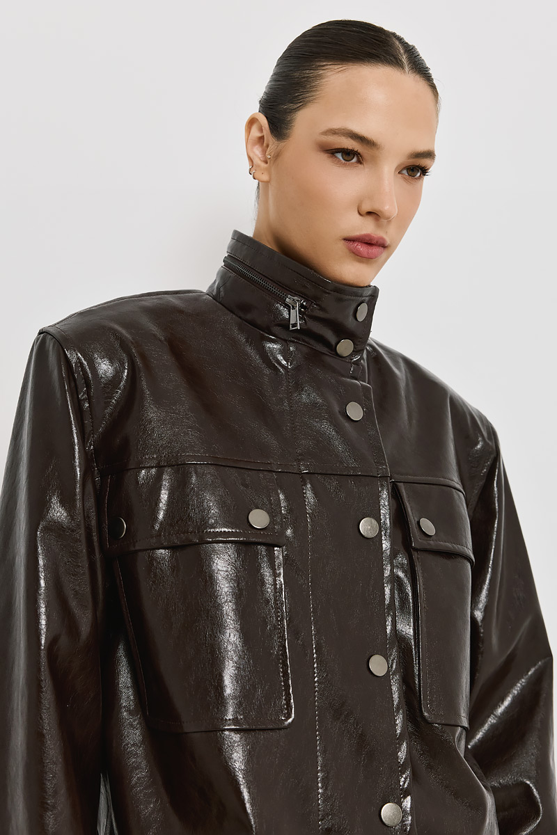 JACKET WITH LEATHER TEXTURE