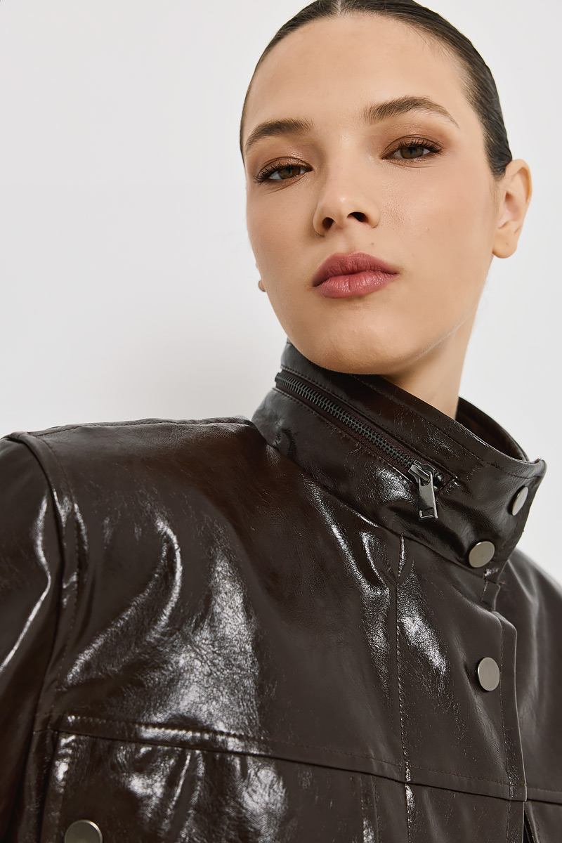 JACKET WITH LEATHER TEXTURE