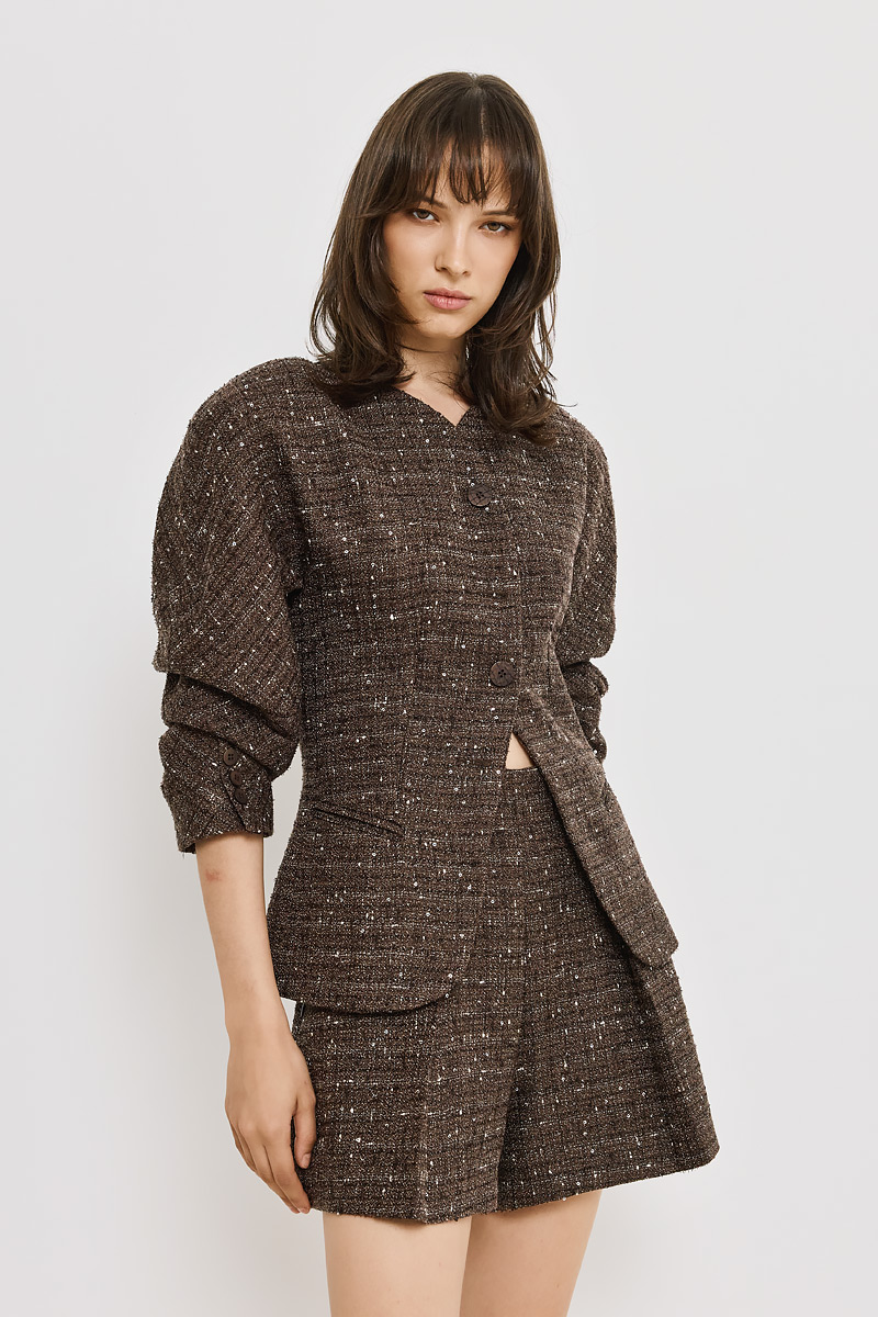 TWEED SHORTS WITH PLEATS