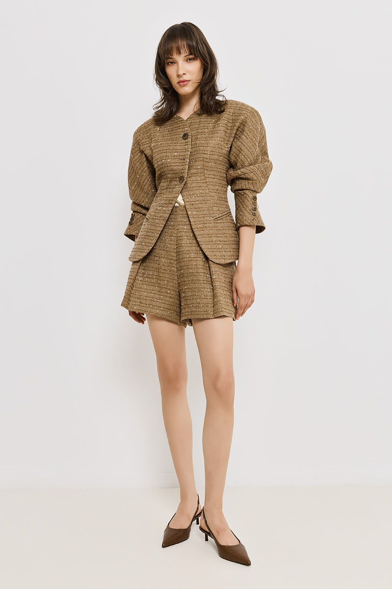 TWEED SHORTS WITH PLEATS