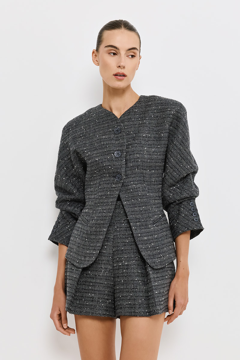 TWEED SHORTS WITH PLEATS