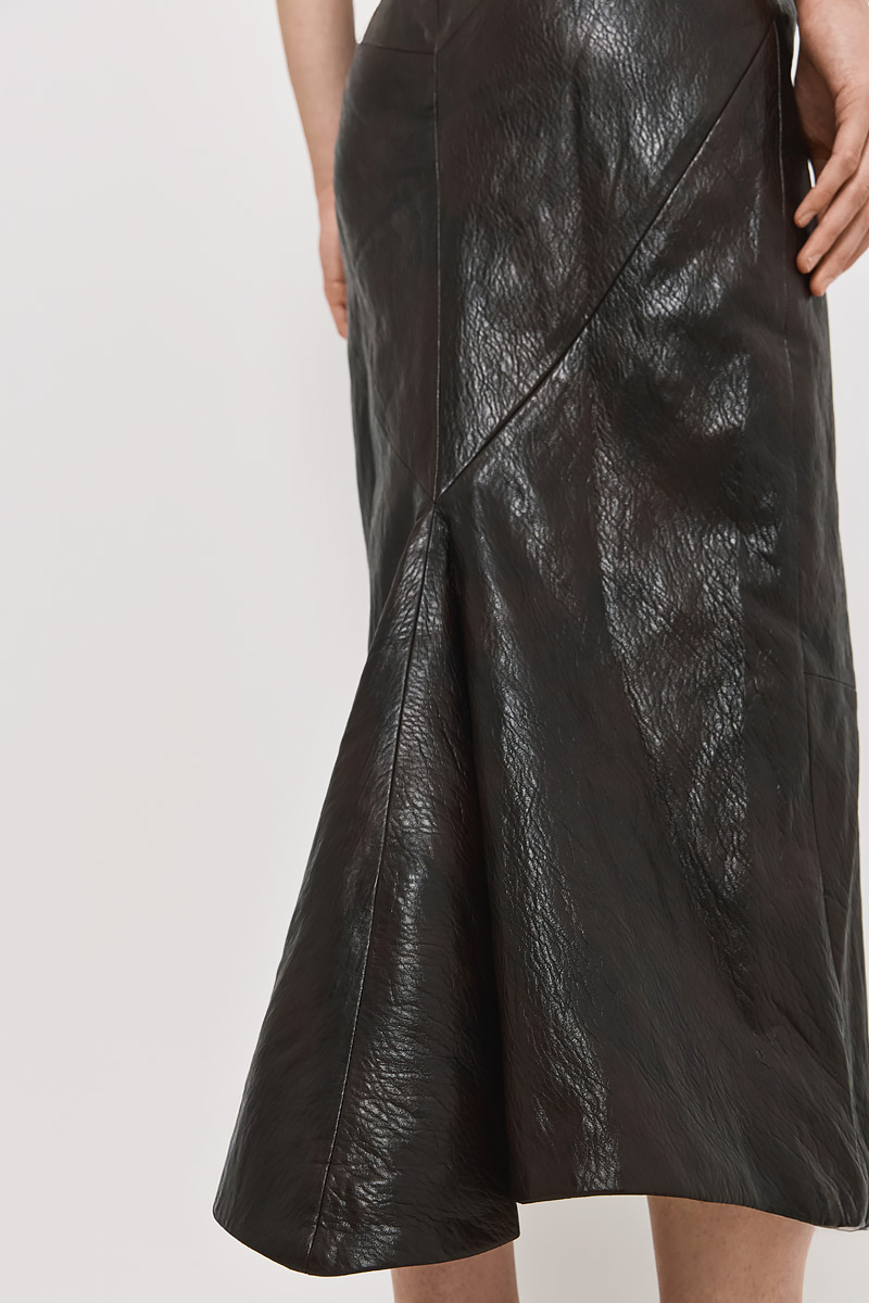 LEATHER MIDI SKIRT