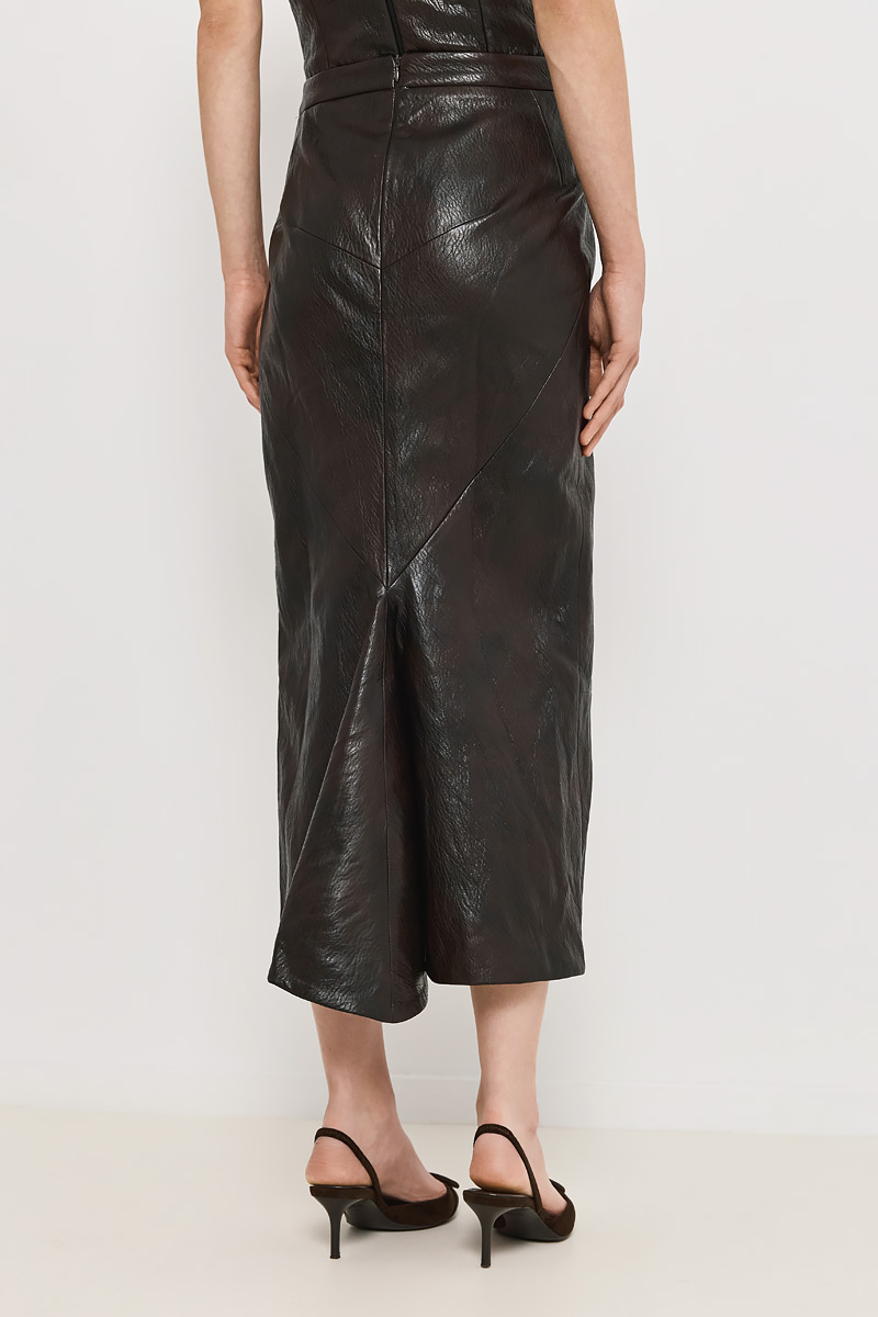 LEATHER MIDI SKIRT