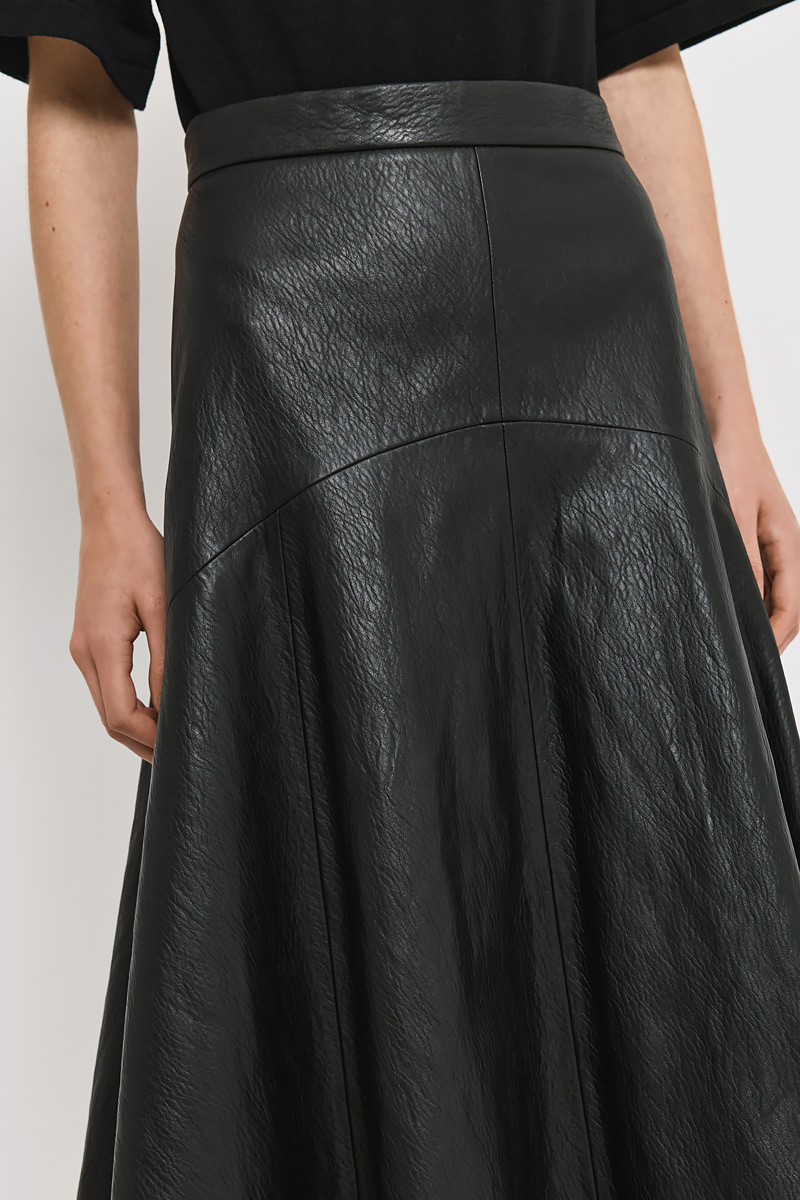 LEATHER MIDI SKIRT