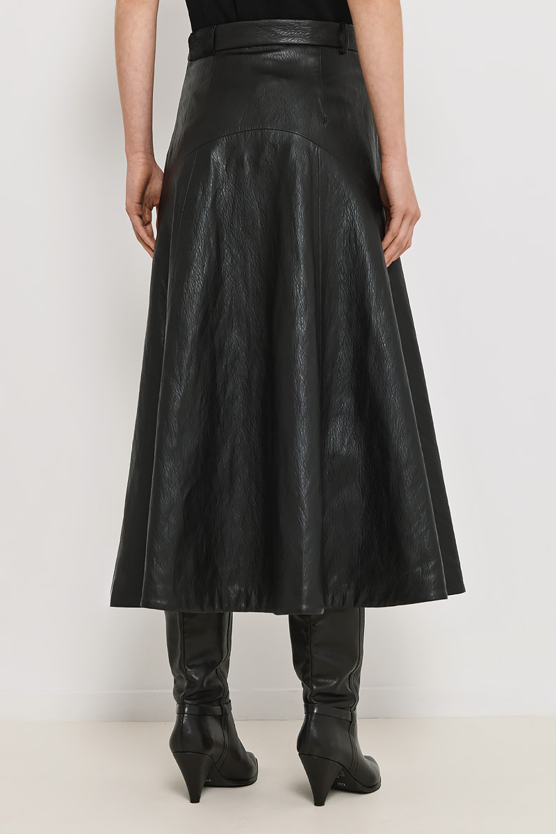 LEATHER MIDI SKIRT
