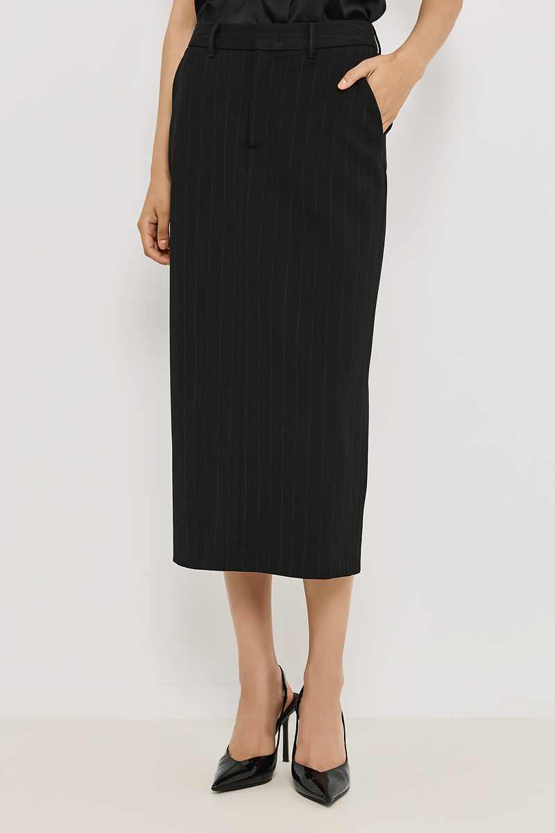 STRIPED MIDI SKIRT