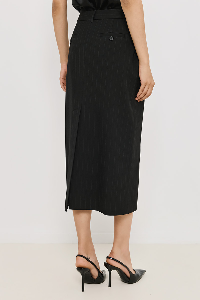 STRIPED MIDI SKIRT