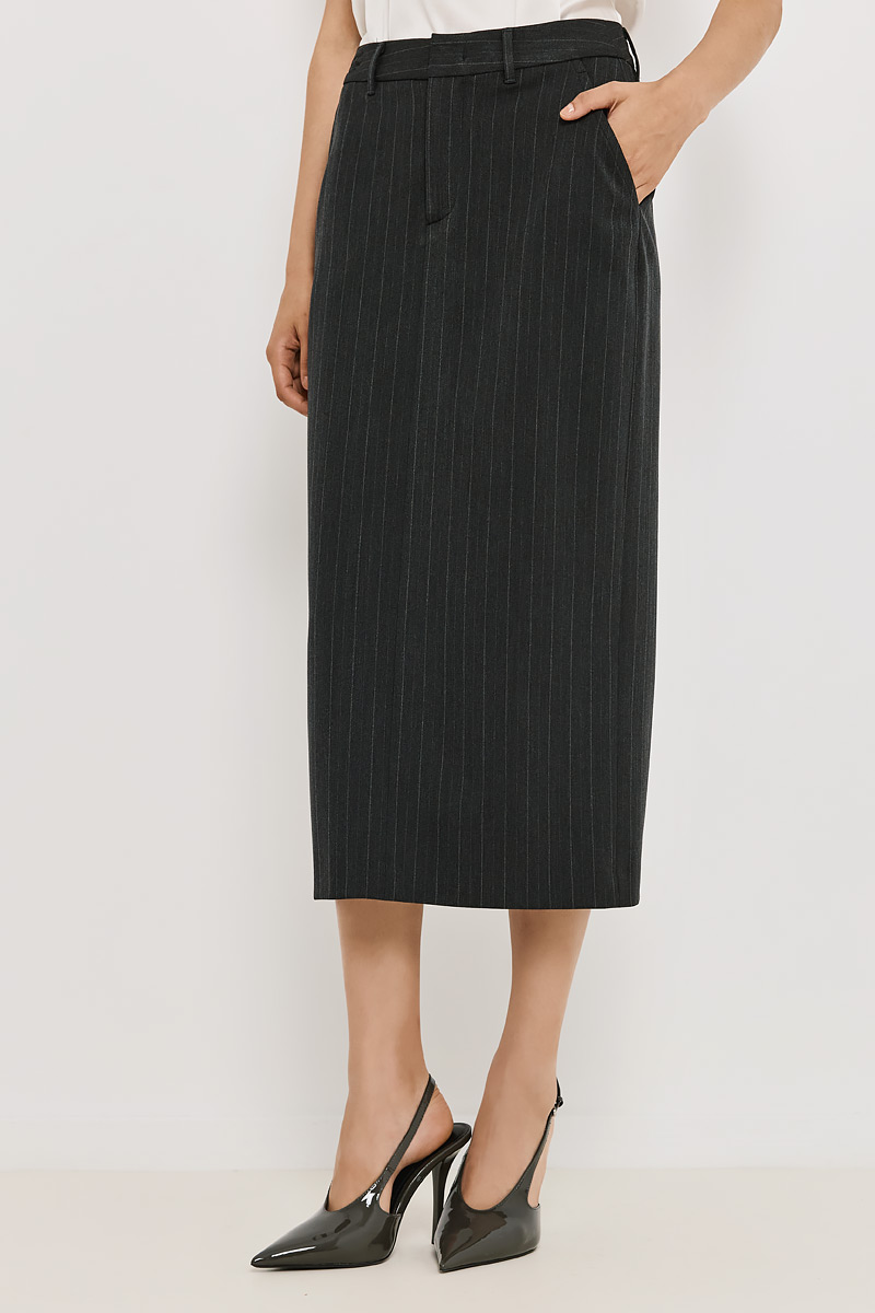 STRIPED MIDI SKIRT