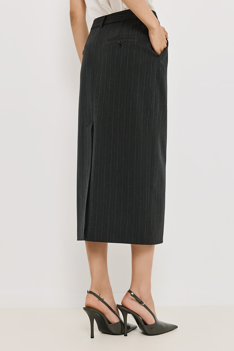 STRIPED MIDI SKIRT