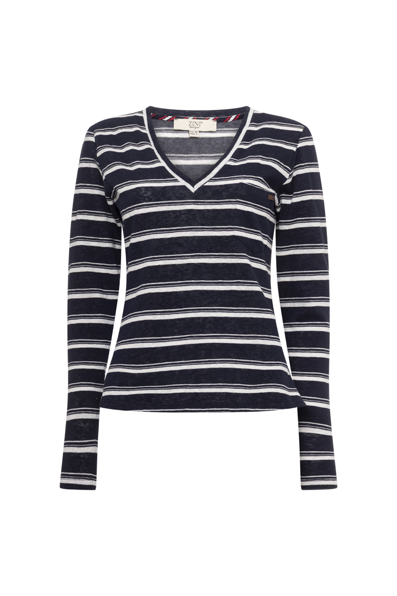 STRIPED V-NECK BLOUSE