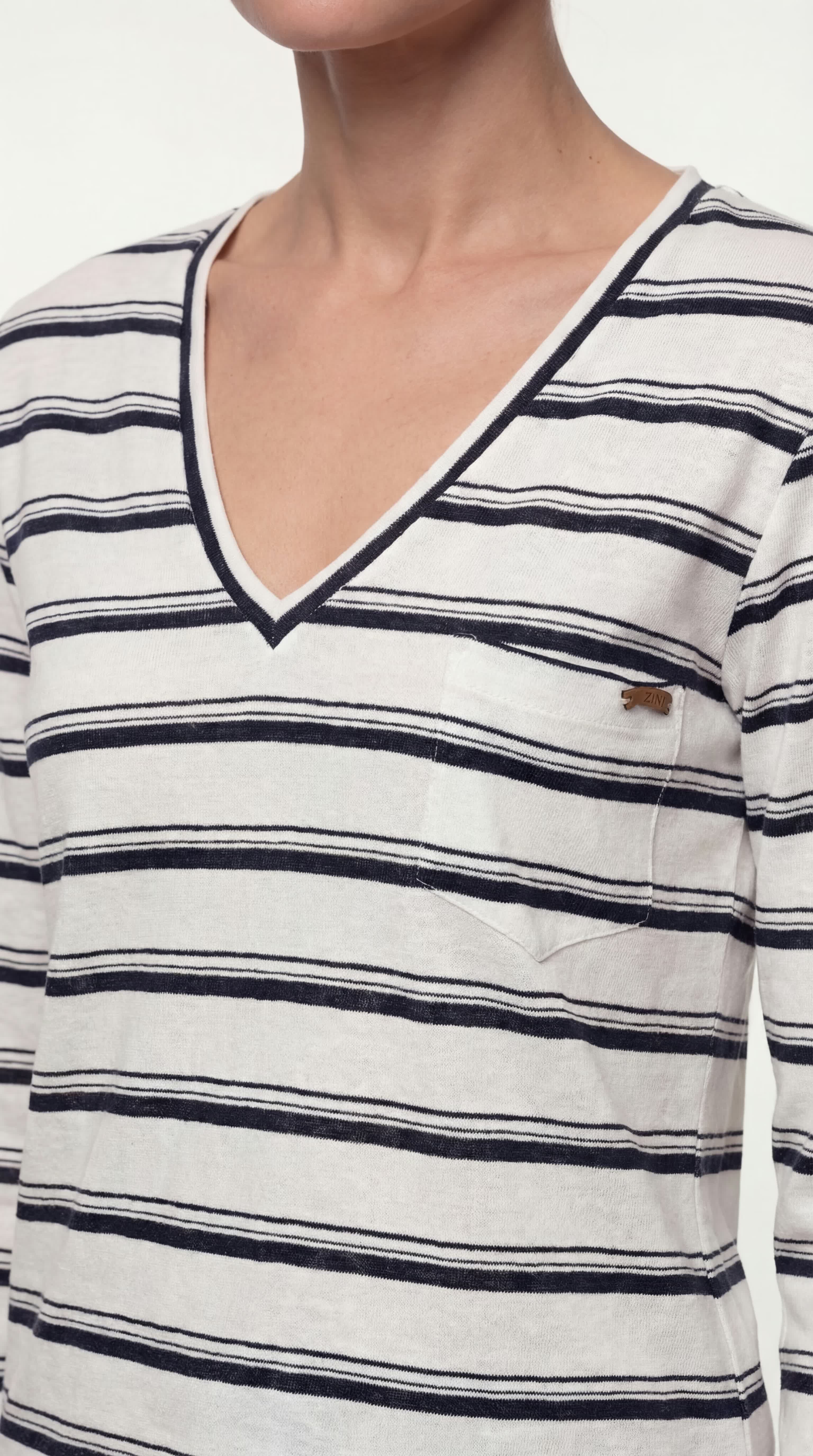 STRIPED V-NECK BLOUSE