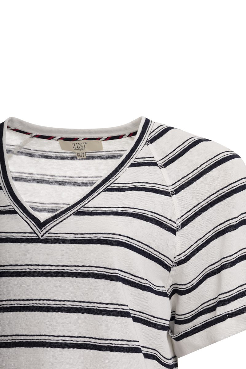 STRIPPED V-NECK T-SHIRT